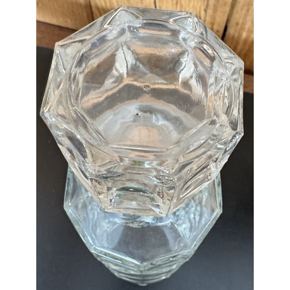 Vintage Mid Century Diamond Pattern Glass Whiskey Decanter 1950s/60s 12” - Picture 5 of 16